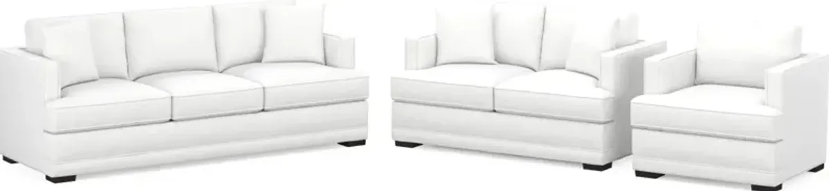 Pembroke Foam Comfort Sofa, Loveseat, and Chair Set - Lovie Chalk