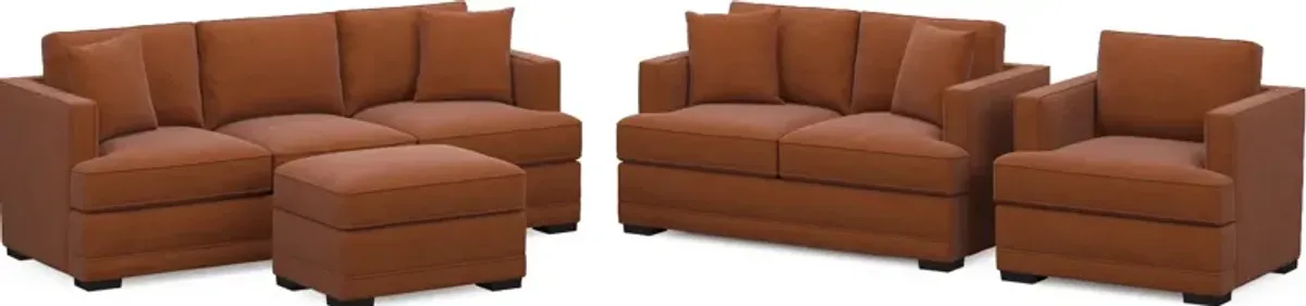 Pembroke Foam Comfort Sofa, Loveseat, Chair, and Ottoman Set - Merrimac Brick