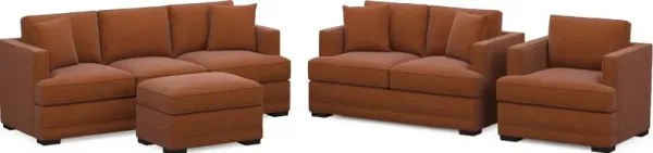 Pembroke Foam Comfort Sofa, Loveseat, Chair, and Ottoman Set - Merrimac Brick