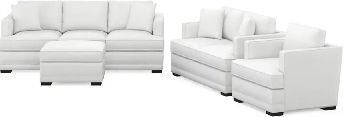 Pembroke Foam Comfort Sofa, Loveseat, Chair, and Ottoman Set - Lovie Chalk