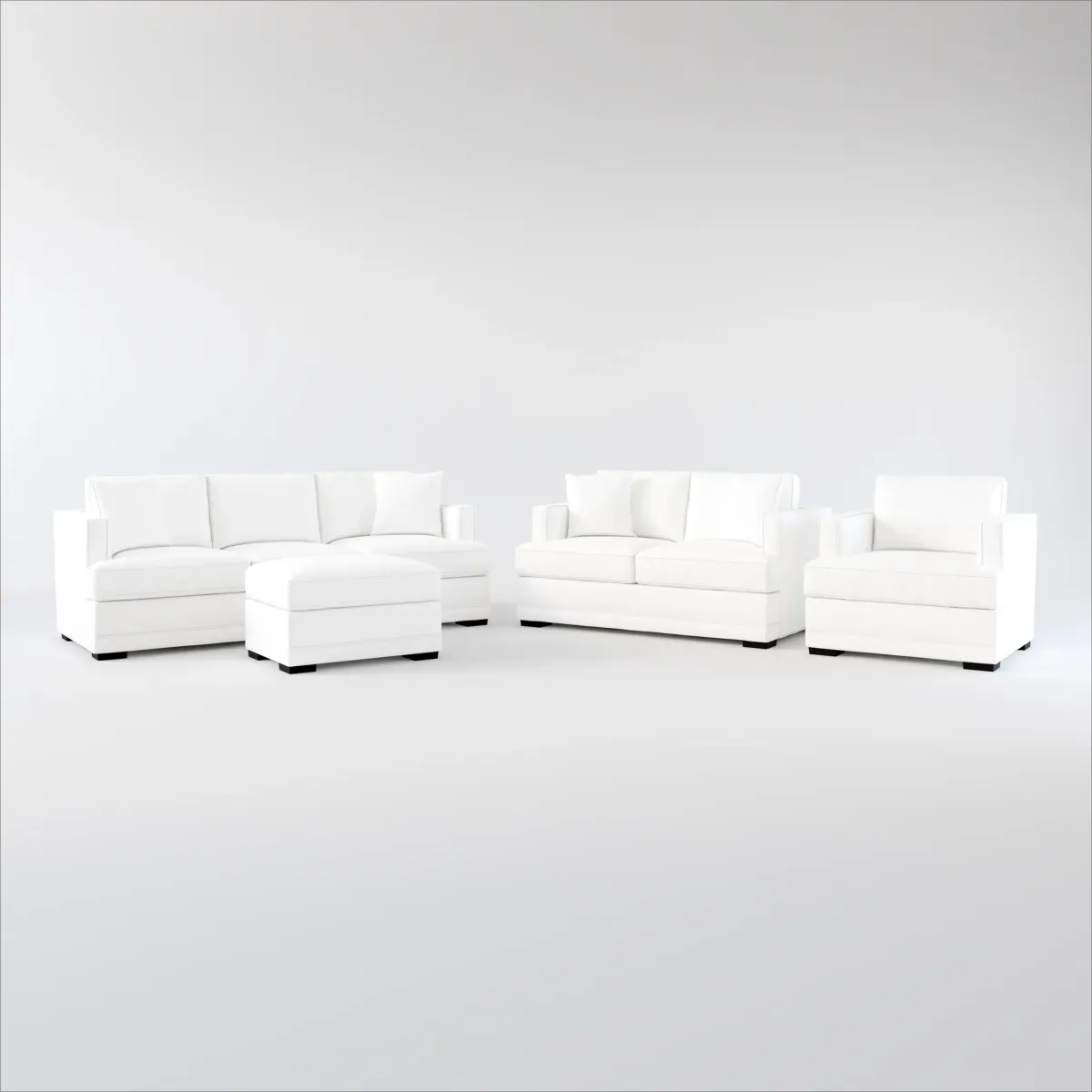 Pembroke Foam Comfort Sofa, Loveseat, Chair, and Ottoman Set - Lovie Chalk