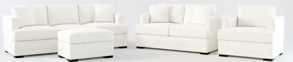 Pembroke Foam Comfort Sofa, Loveseat, Chair, and Ottoman - River Rock Ivory