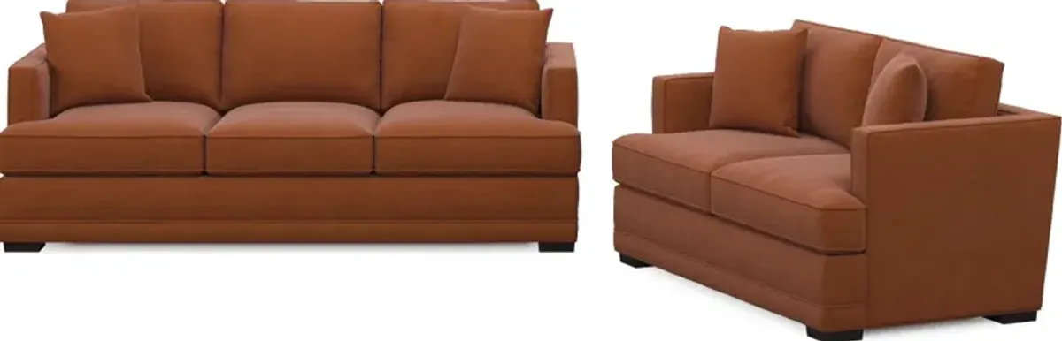 Pembroke Hybrid Comfort Sofa and Loveseat Set - Merrimac Brick