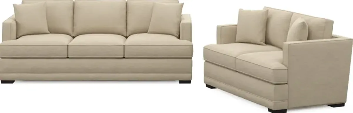 Pembroke Hybrid Comfort Sofa and Loveseat Set - Merrimac Ecru