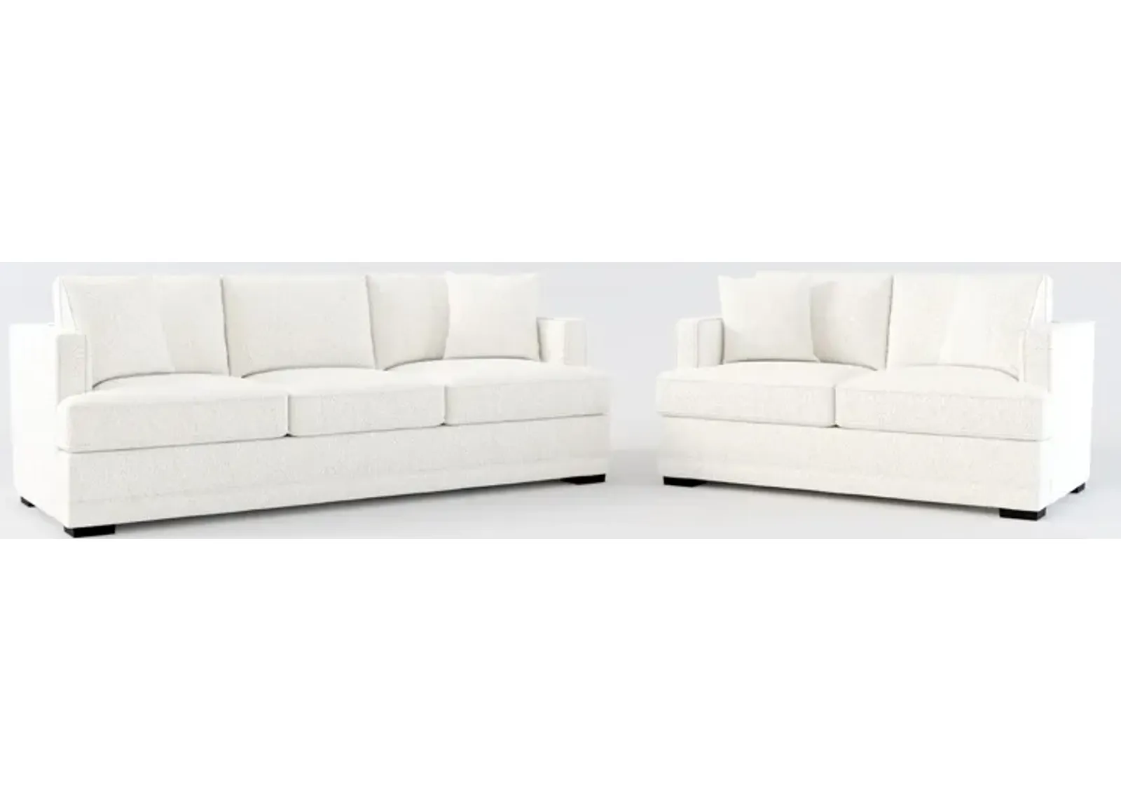 Pembroke Hybrid Comfort Sofa and Loveseat - River Rock Ivory