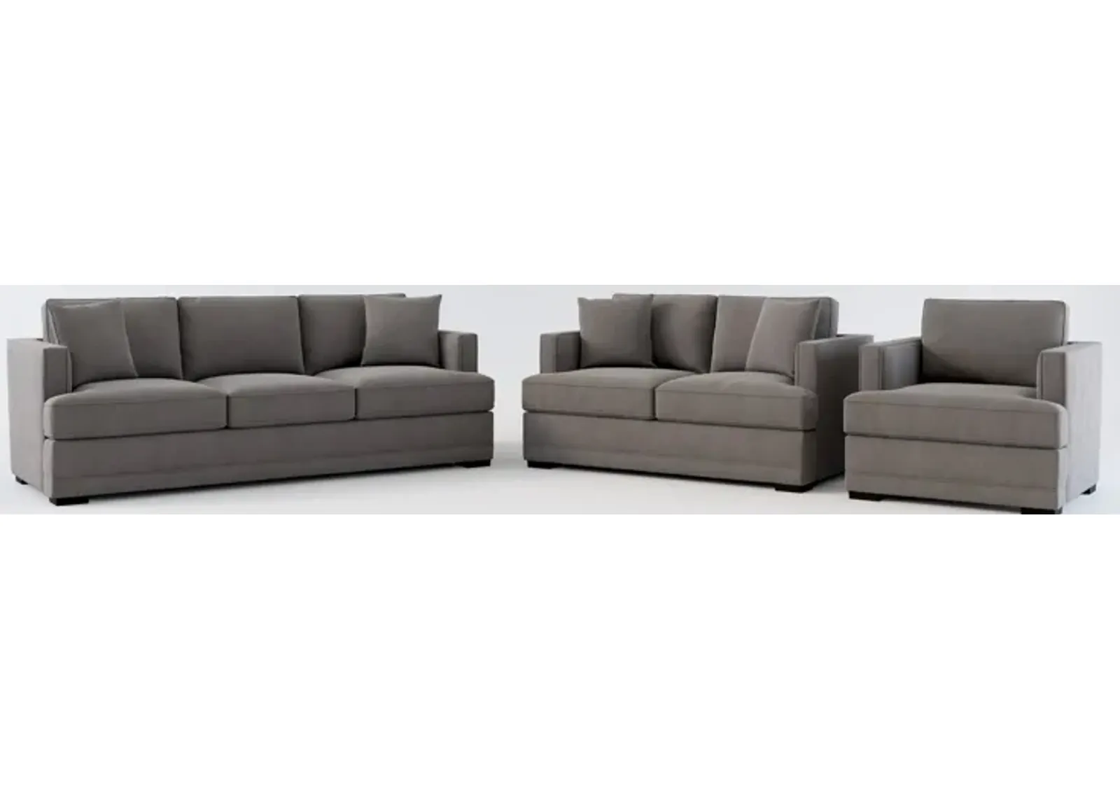 Pembroke Hybrid Comfort Sofa, Loveseat, and Chair Set - Merrimac Ash