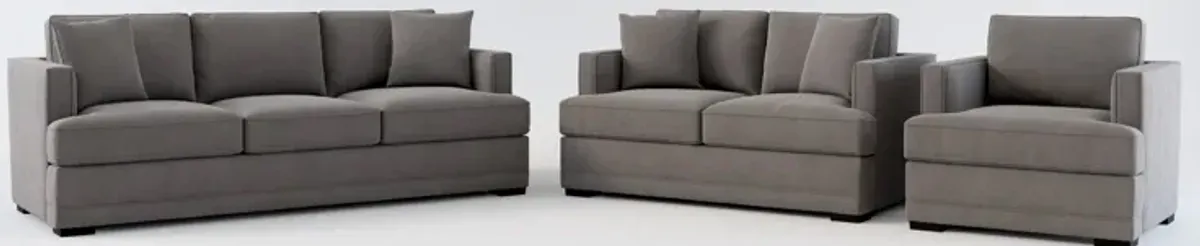 Pembroke Hybrid Comfort Sofa, Loveseat, and Chair Set - Merrimac Ash