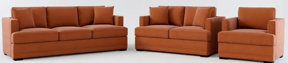 Pembroke Hybrid Comfort Sofa, Loveseat, and Chair Set - Merrimac Brick