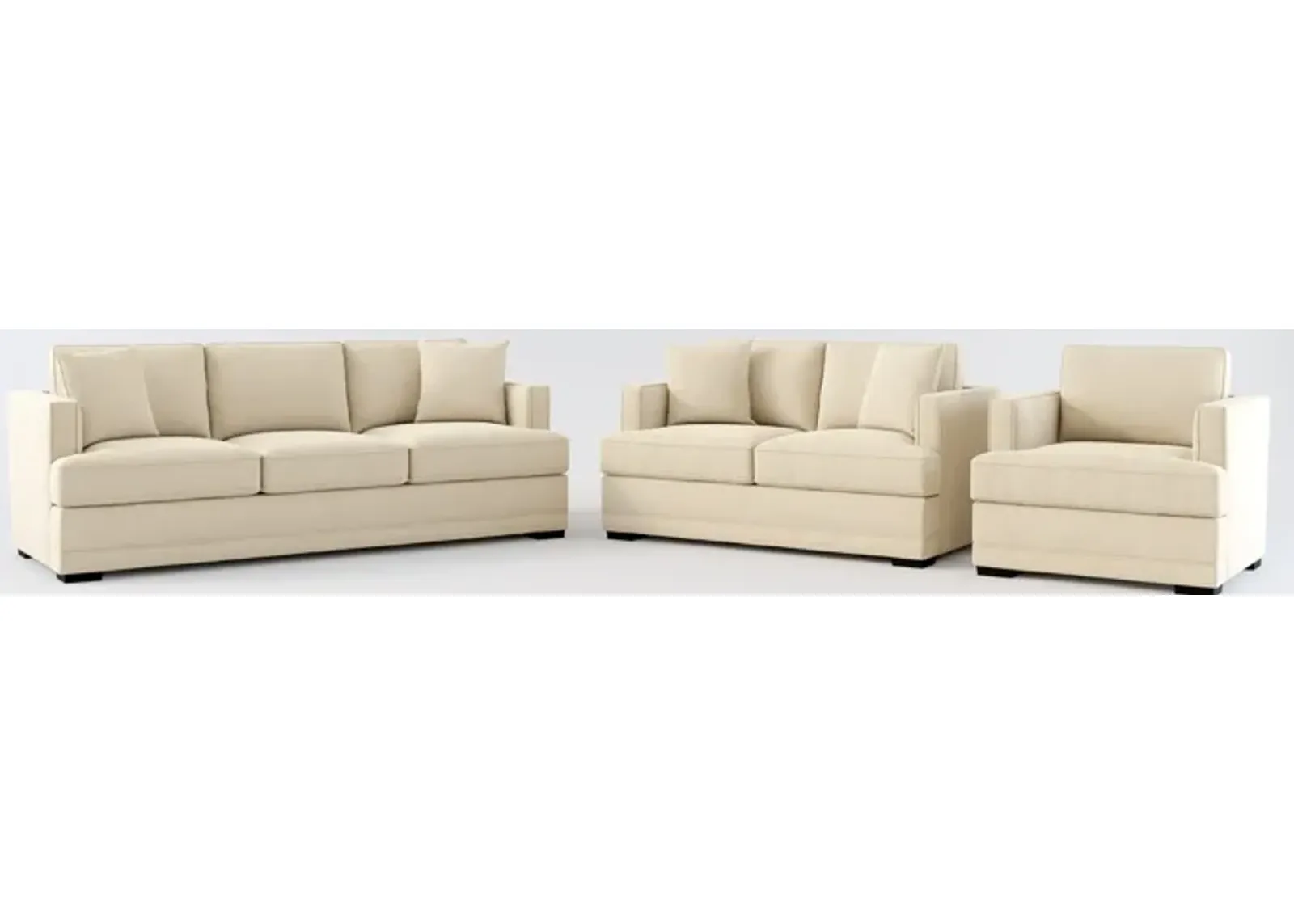 Pembroke Hybrid Comfort Sofa, Loveseat, and Chair Set - Merrimac Ecru