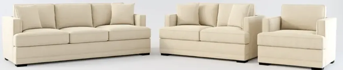 Pembroke Hybrid Comfort Sofa, Loveseat, and Chair Set - Merrimac Ecru