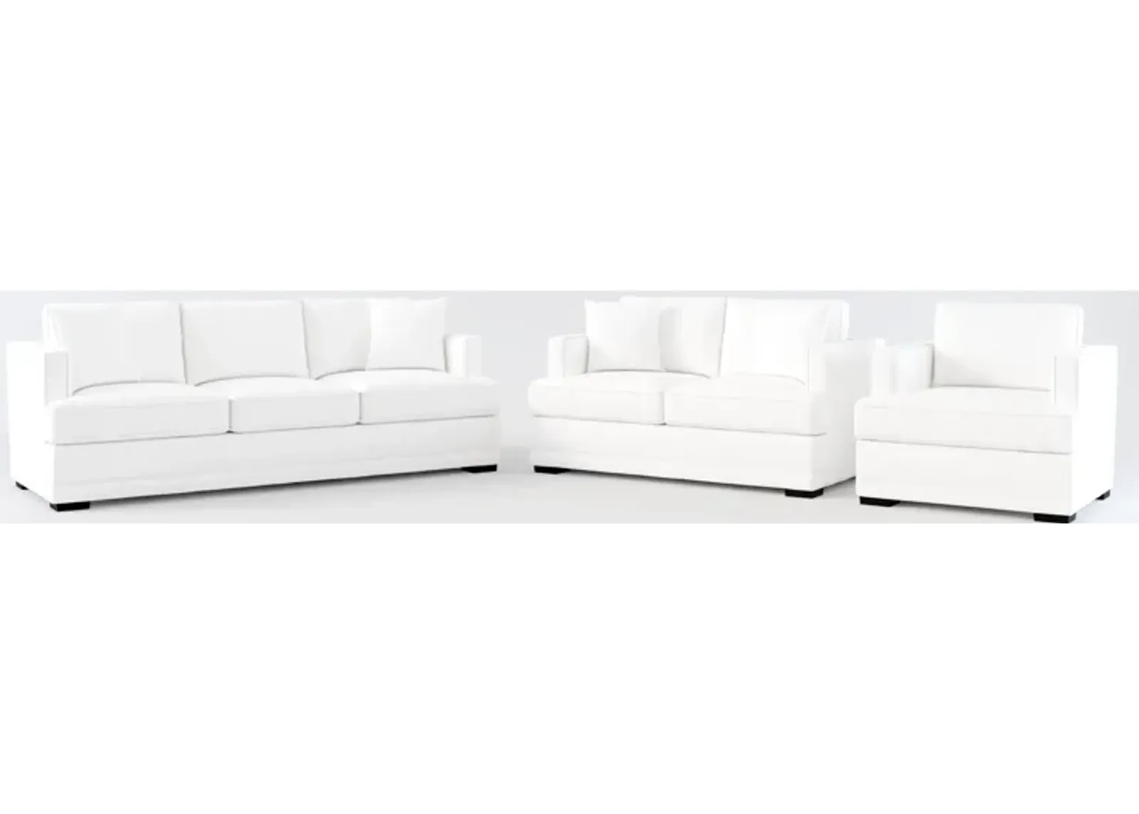 Pembroke Hybrid Comfort Sofa, Loveseat, and Chair Set - Lovie Chalk