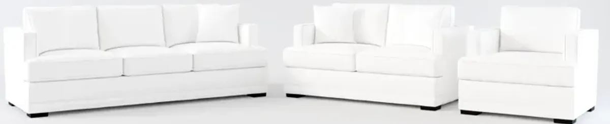 Pembroke Hybrid Comfort Sofa, Loveseat, and Chair Set - Lovie Chalk