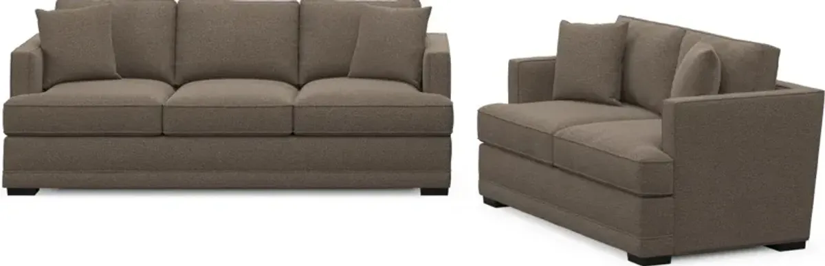 Pembroke Foam Comfort Sofa and Loveseat Set - Liv Umber