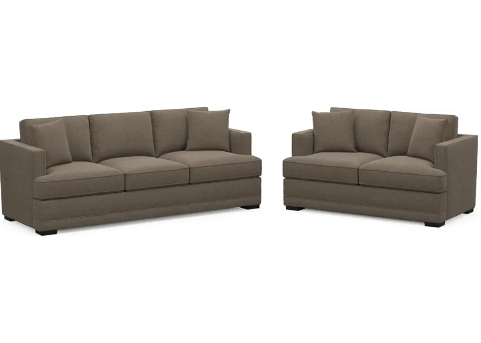 Pembroke Foam Comfort Sofa and Loveseat Set - Liv Umber