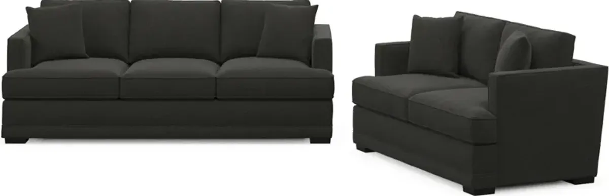 Pembroke Foam Comfort Sofa and Loveseat Set - Liv Onyx