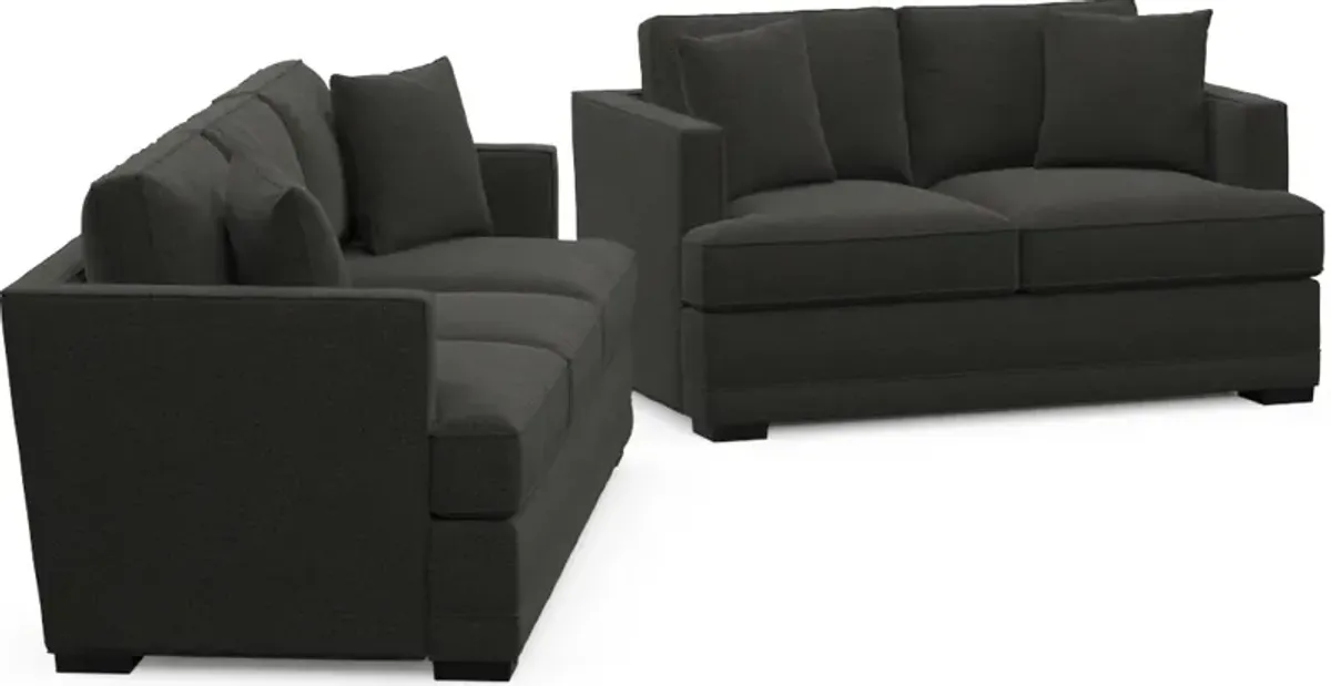 Pembroke Foam Comfort Sofa and Loveseat Set - Liv Onyx