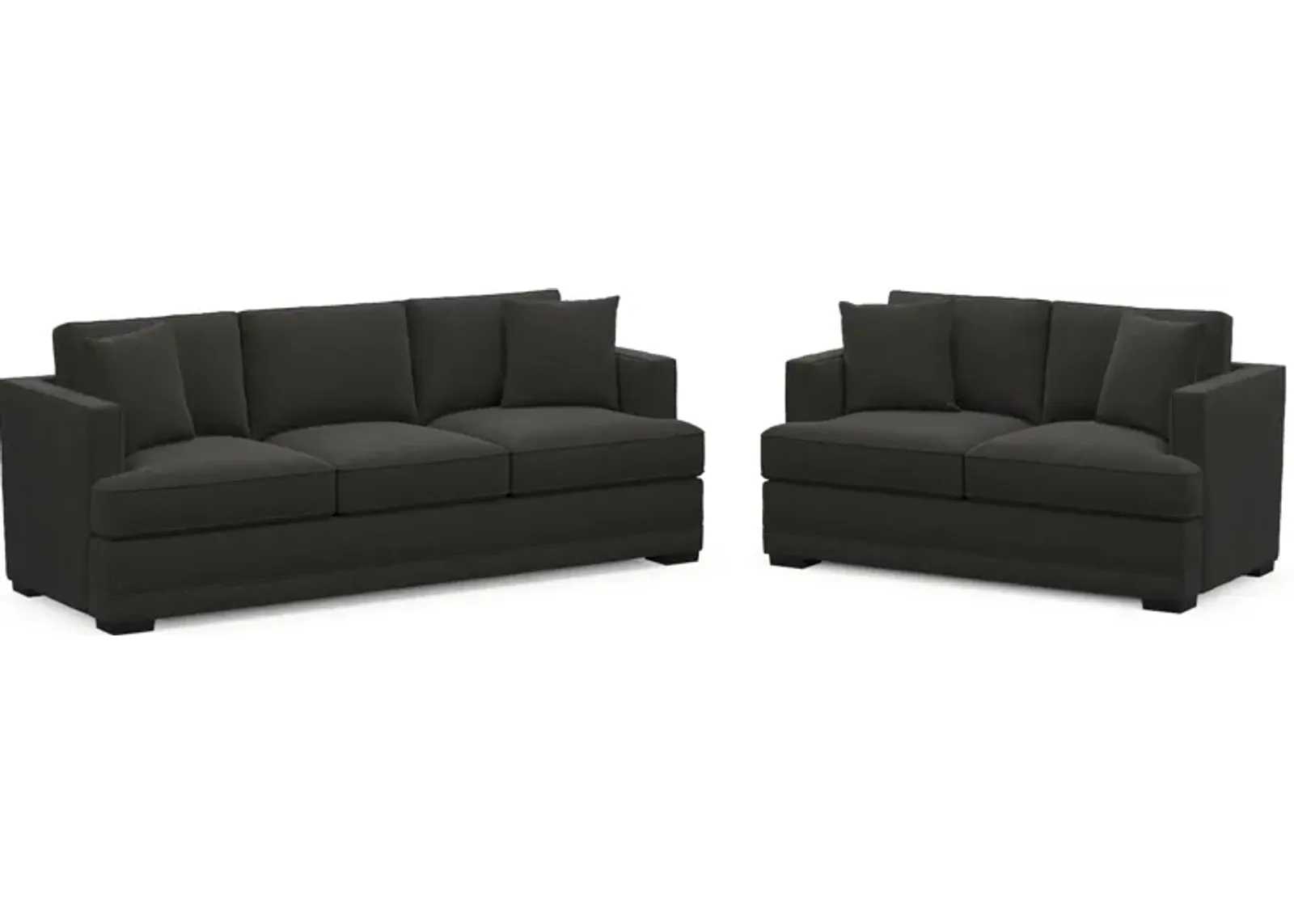 Pembroke Foam Comfort Sofa and Loveseat Set - Liv Onyx