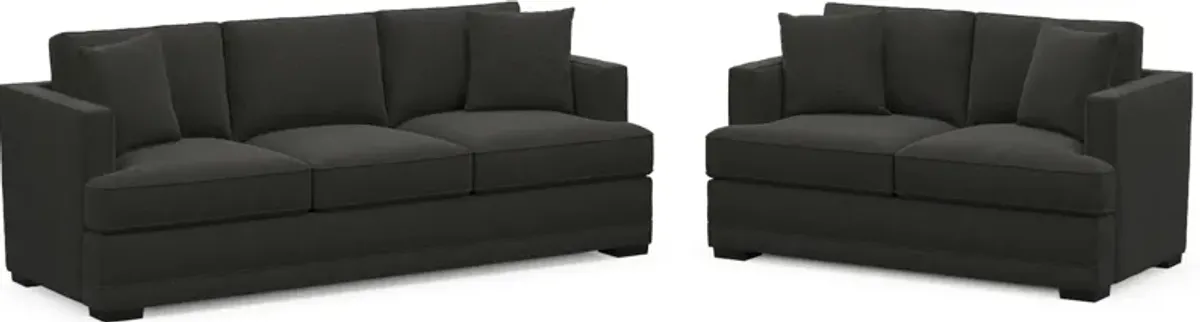 Pembroke Foam Comfort Sofa and Loveseat Set - Liv Onyx