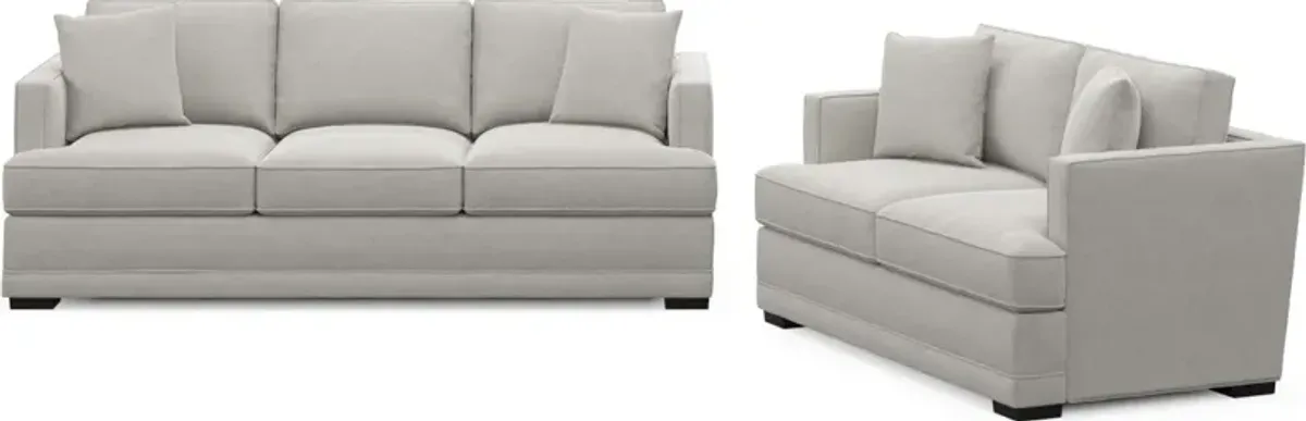 Pembroke Foam Comfort Sofa and Loveseat Set - Basker Dove