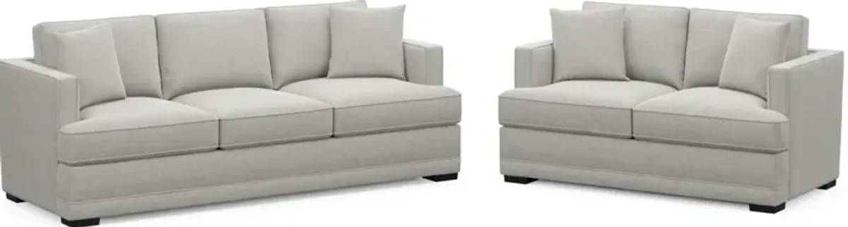 Pembroke Foam Comfort Sofa and Loveseat Set - Basker Dove