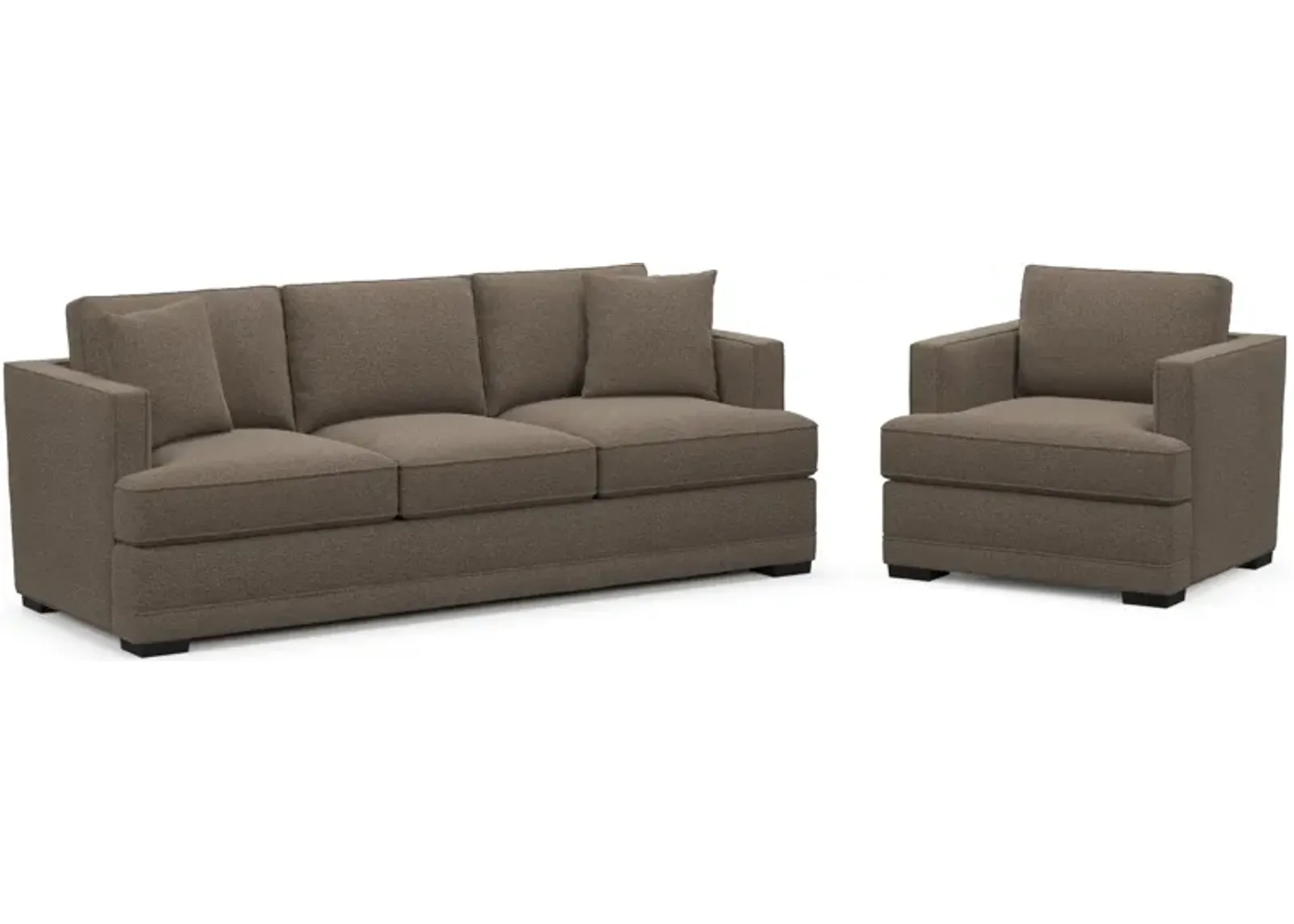 Pembroke Foam Comfort Sofa and Chair Set - Liv Umber