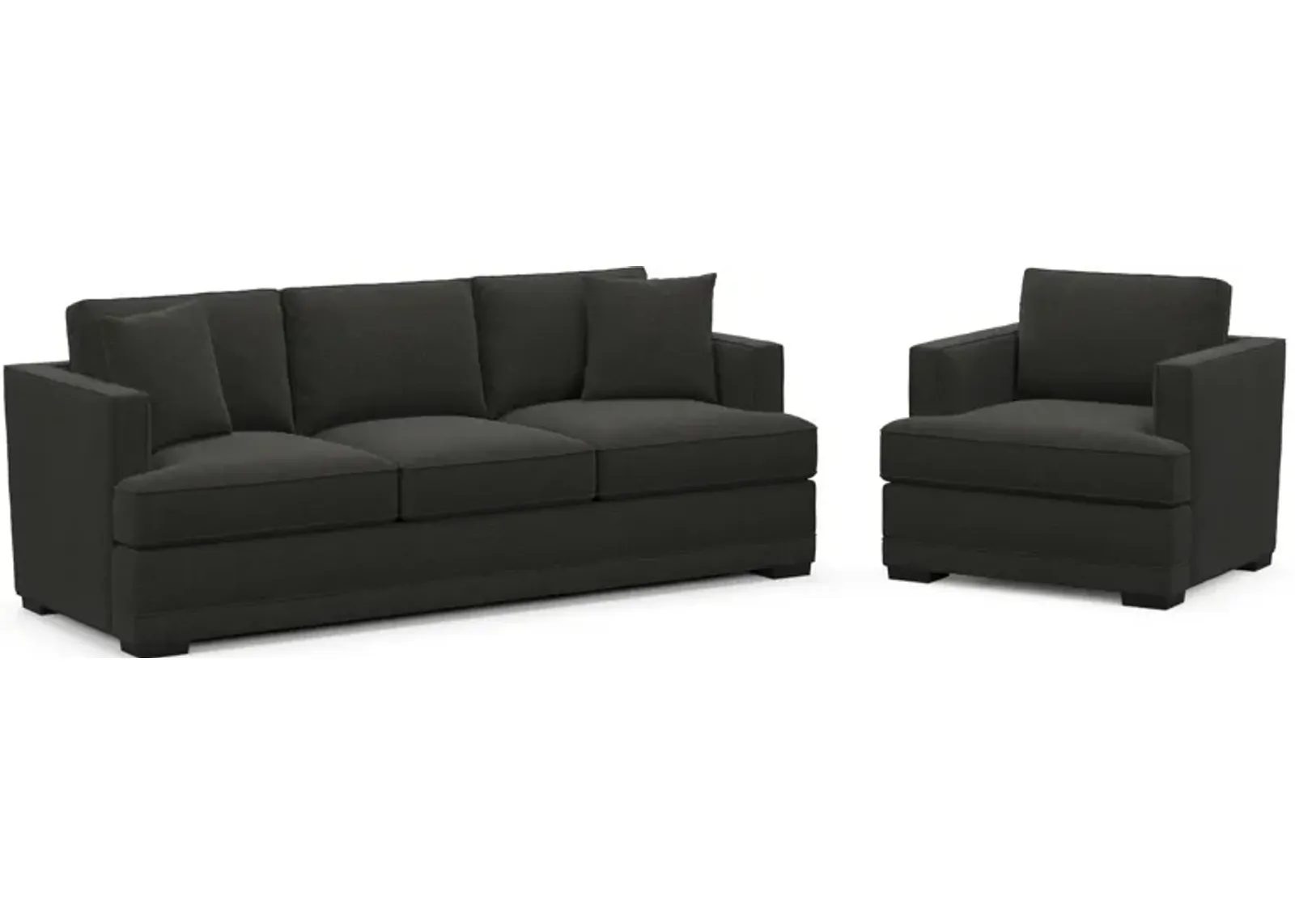 Pembroke Foam Comfort Sofa and Chair Set - Liv Onyx