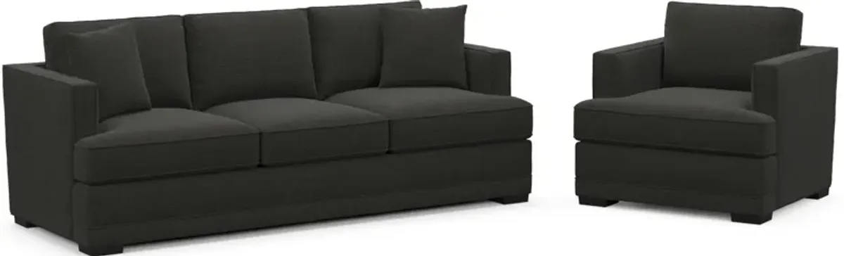 Pembroke Foam Comfort Sofa and Chair Set - Liv Onyx