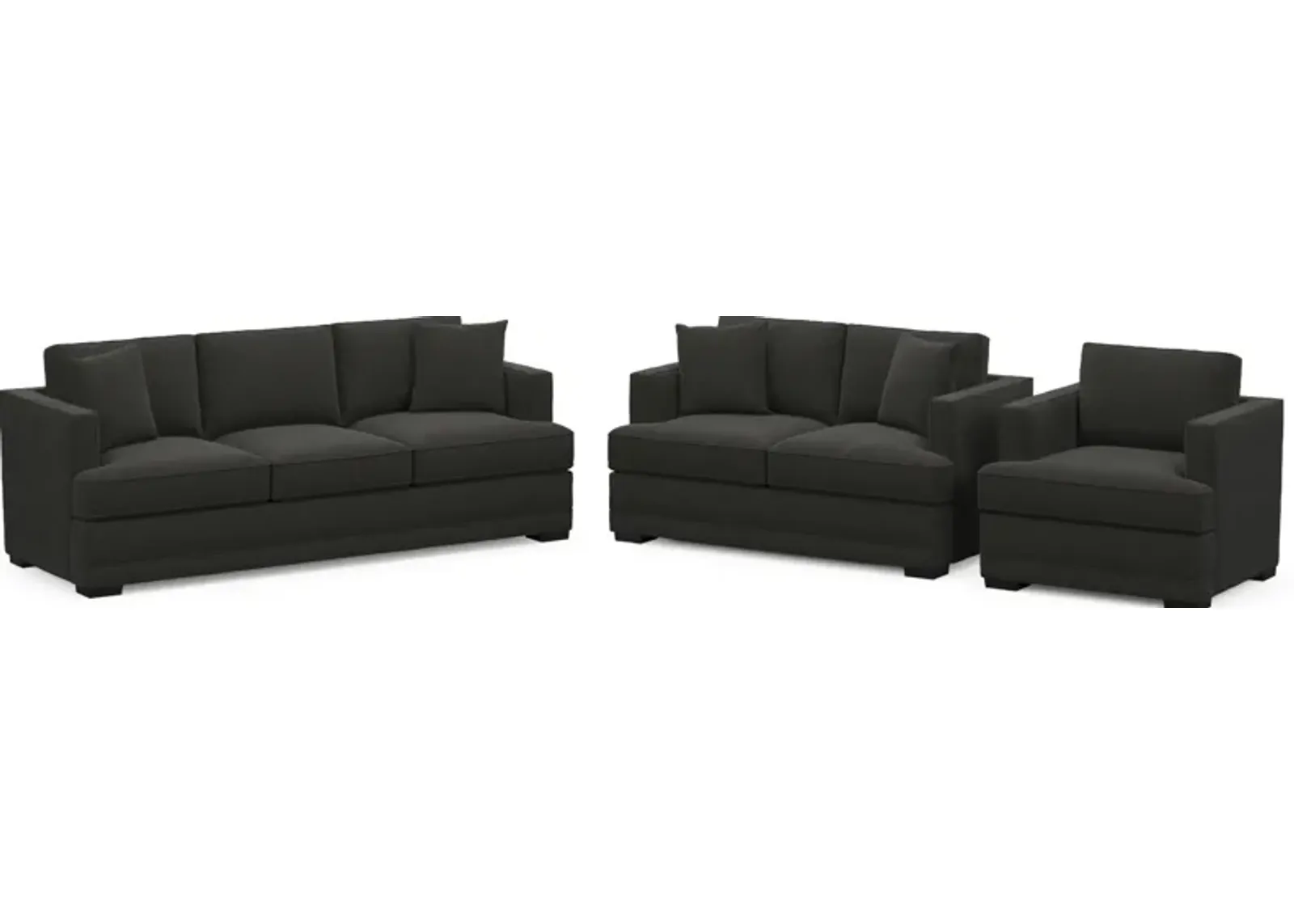 Pembroke Foam Comfort Sofa, Loveseat, and Chair Set - Liv Onyx