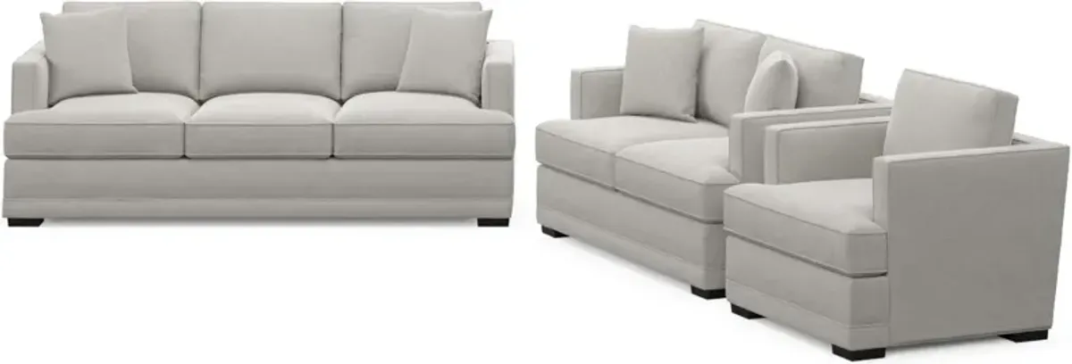 Pembroke Foam Comfort Sofa, Loveseat, and Chair Set - Basker Dove