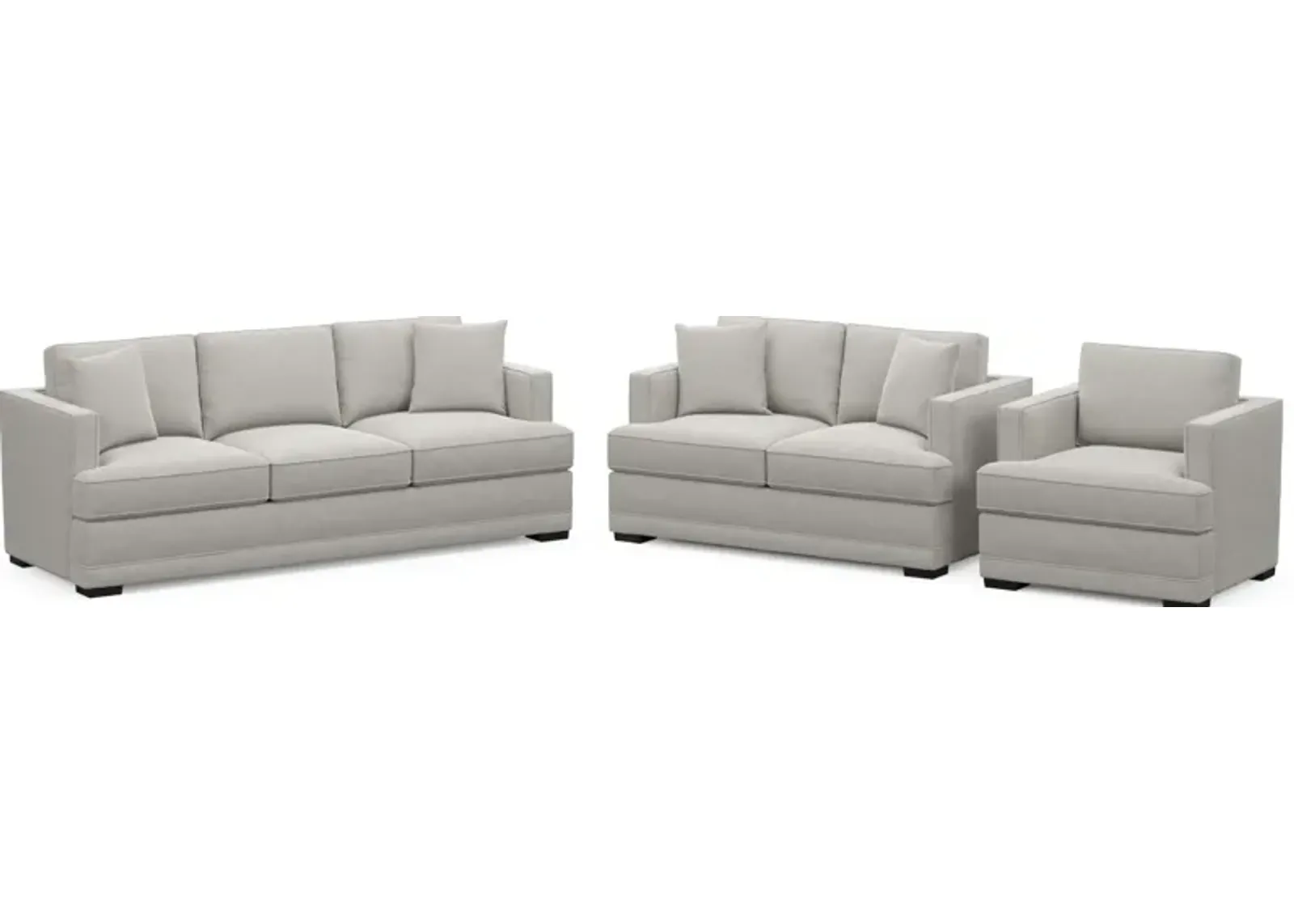 Pembroke Foam Comfort Sofa, Loveseat, and Chair Set - Basker Dove