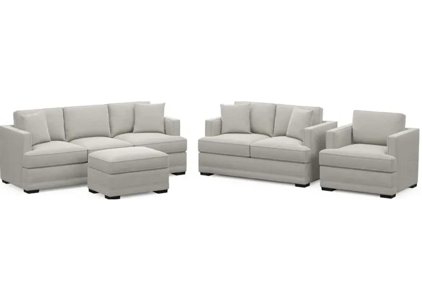 Pembroke Foam Comfort Sofa, Loveseat, Chair, and Ottoman Set - Basker Dove