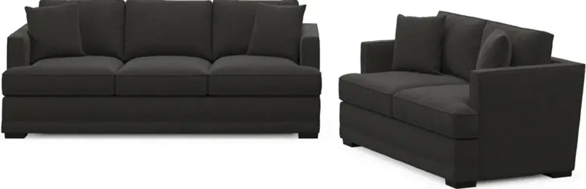 Pembroke Hybrid Comfort Sofa and Loveseat Set - Liv Onyx