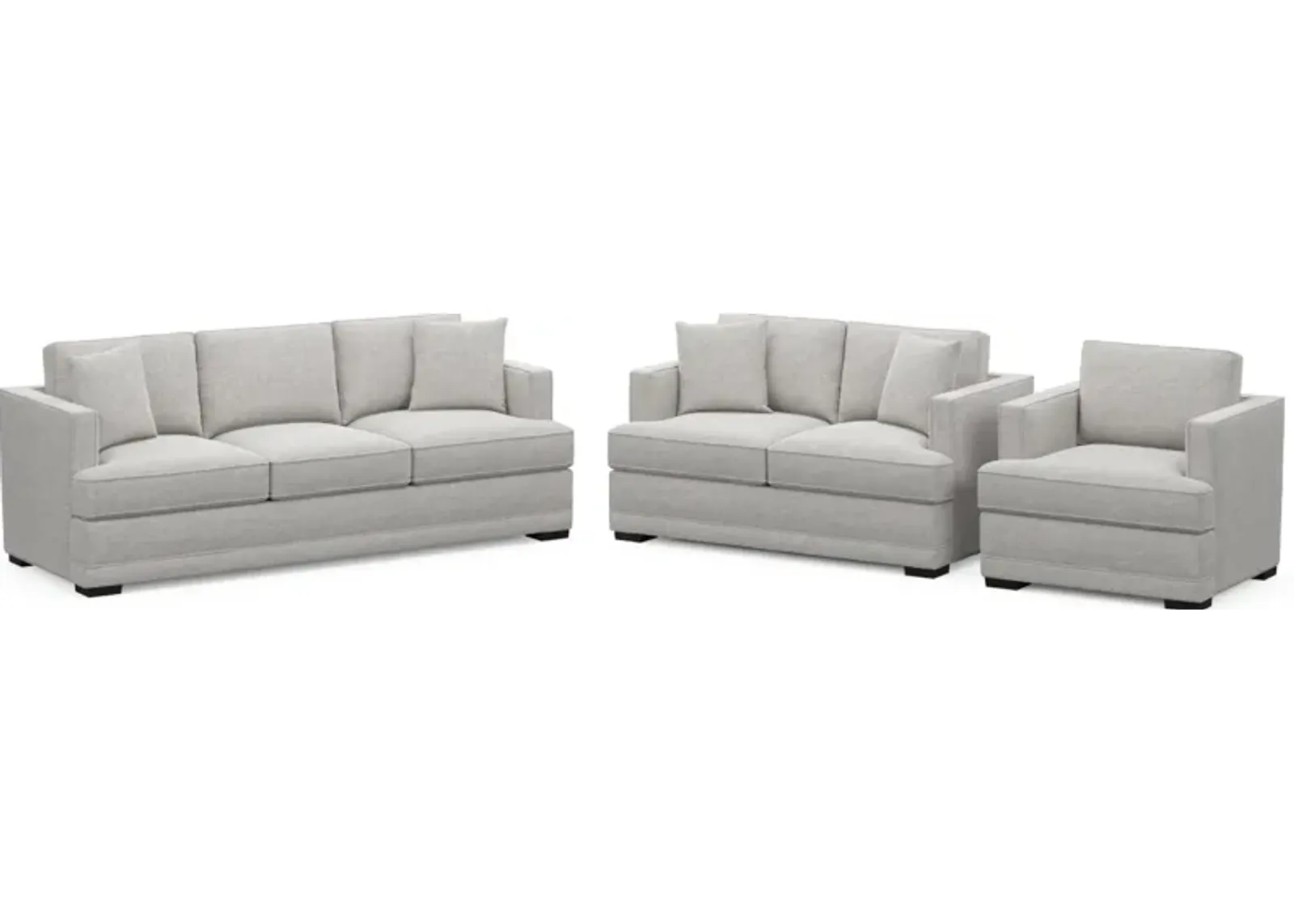 Pembroke Hybrid Comfort Sofa, Loveseat, and Chair Set - Adario Fog