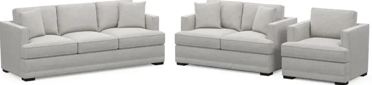 Pembroke Hybrid Comfort Sofa, Loveseat, and Chair Set - Adario Fog