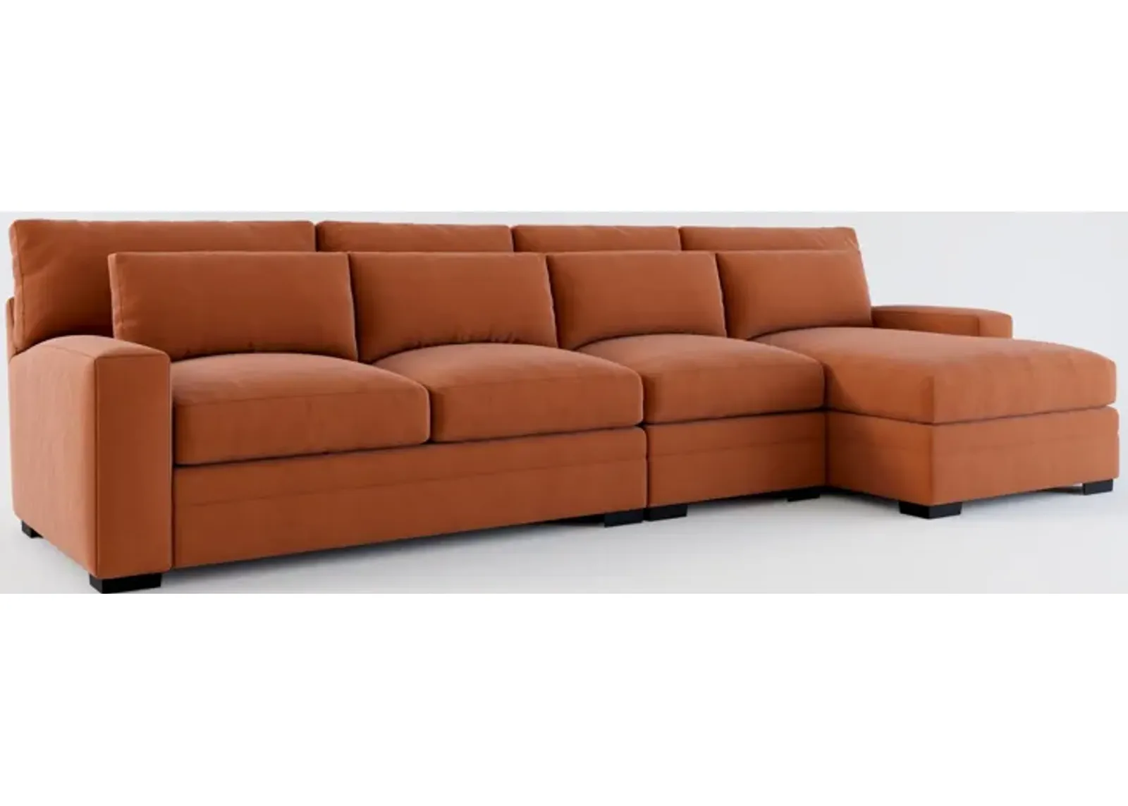 Winston Foam Comfort 3-Piece Sectional with Right-Facing Chaise - Merrimac Brick