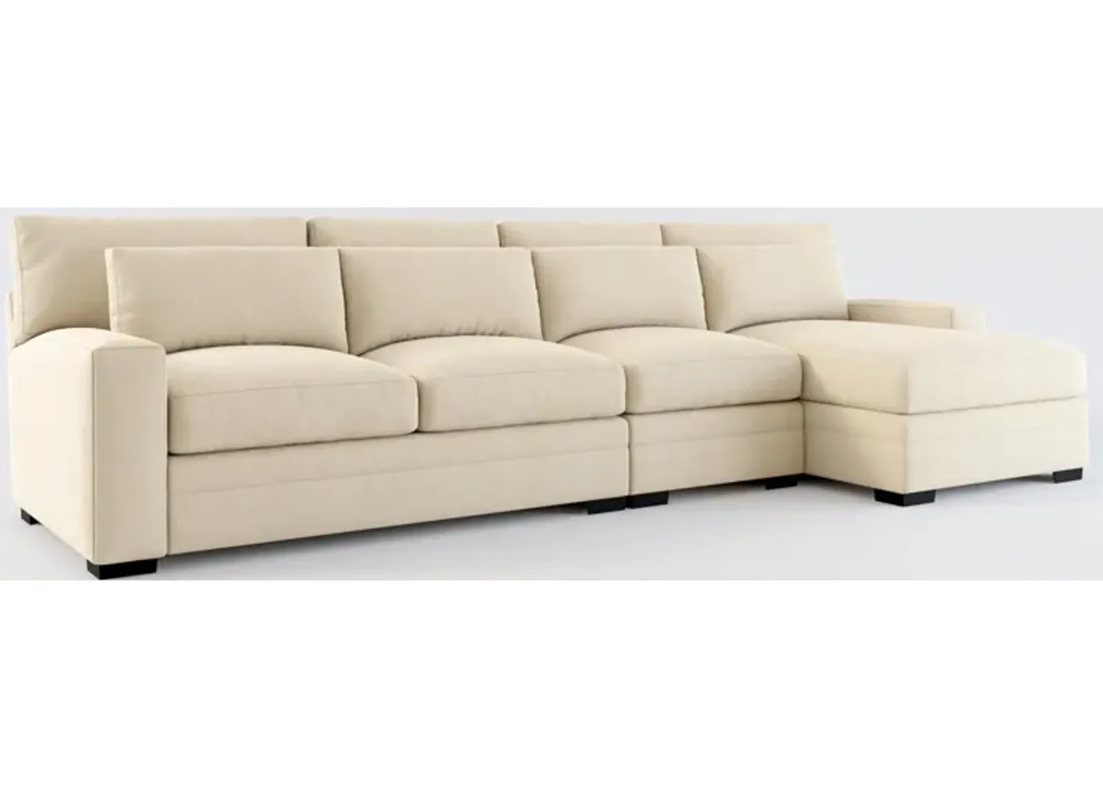 Winston Foam Comfort 3-Piece Sectional with Right-Facing Chaise - Merrimac Ecru