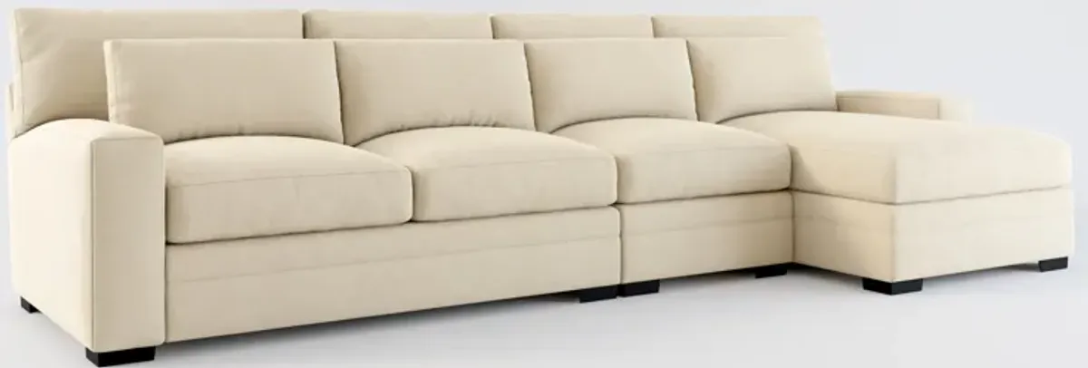 Winston Foam Comfort 3-Piece Sectional with Right-Facing Chaise - Merrimac Ecru