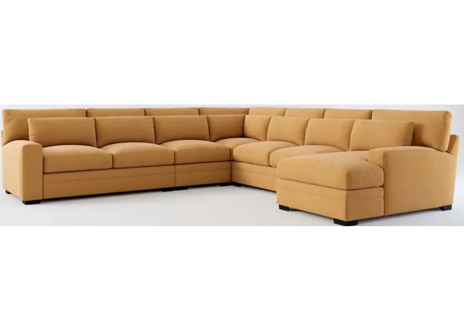 Winston Foam Comfort 5-Piece Sectional with Right-Facing Chaise - Merrimac Topaz