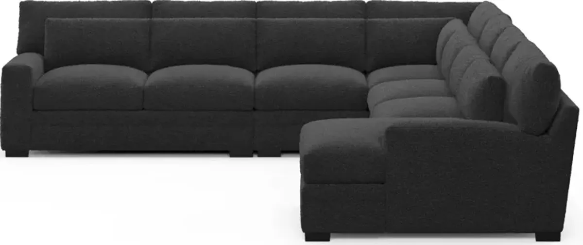 Winston Foam Comfort 5-Piece Sectional with Right-Facing Chaise - Bloke Obsidian