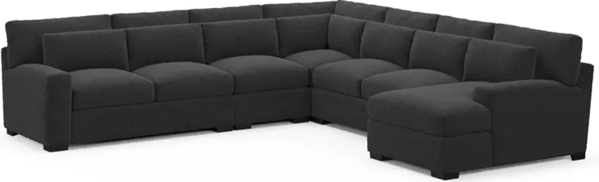 Winston Foam Comfort 5-Piece Sectional with Right-Facing Chaise - Bloke Obsidian