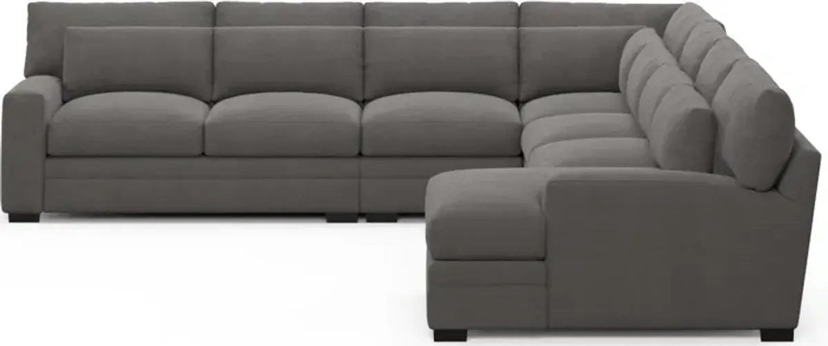 Winston Hybrid Comfort 5-Piece Sectional with Right-Facing Chaise - Merrimac Ash