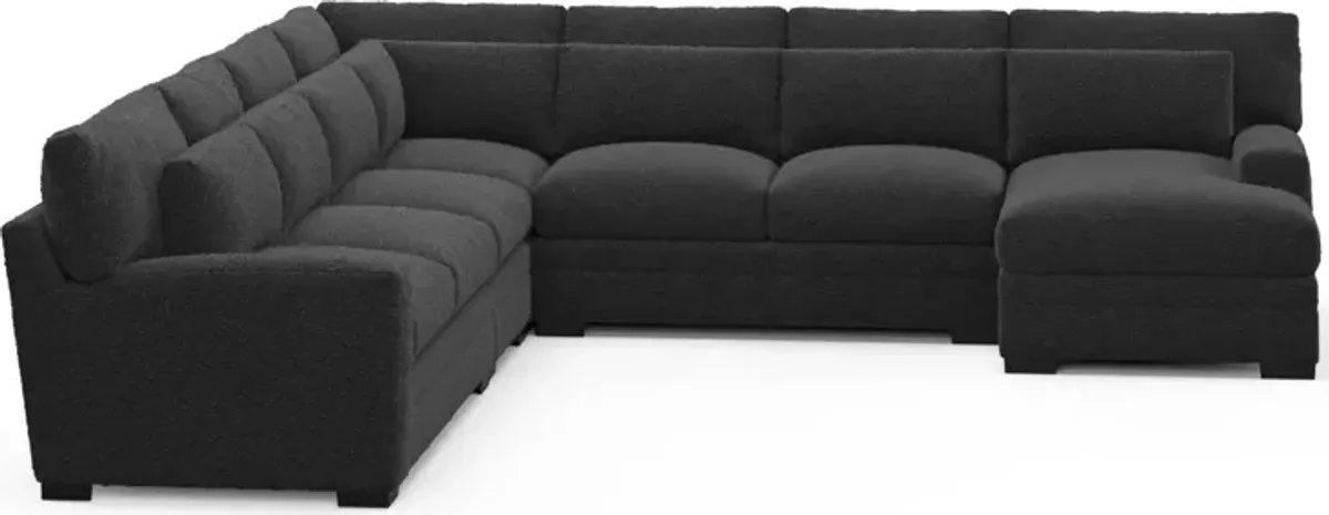 Winston Hybrid Comfort 5-Piece Sectional with Right-Facing Chaise - Bloke Obsidian