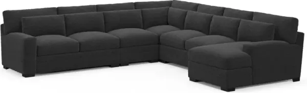 Winston Hybrid Comfort 5-Piece Sectional with Right-Facing Chaise - Bloke Obsidian