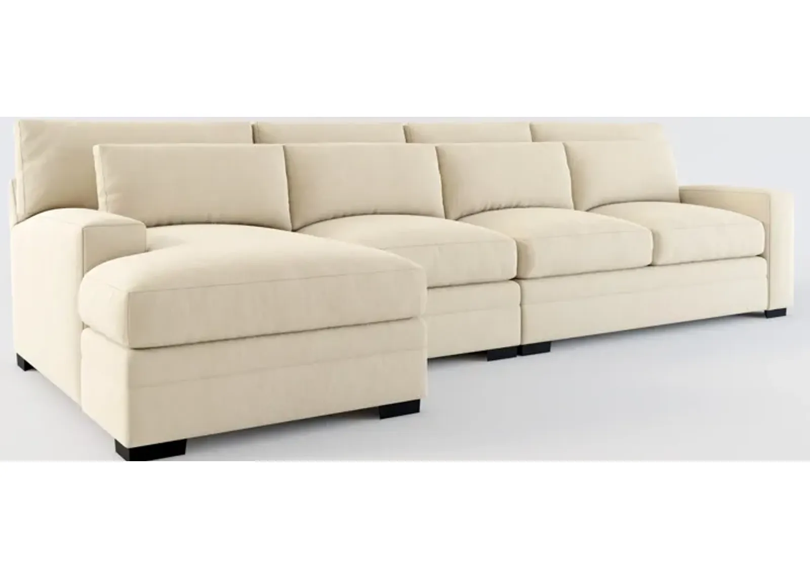 Winston Foam Comfort 3-Piece Sectional with Left-Facing Chaise - Merrimac Ecru