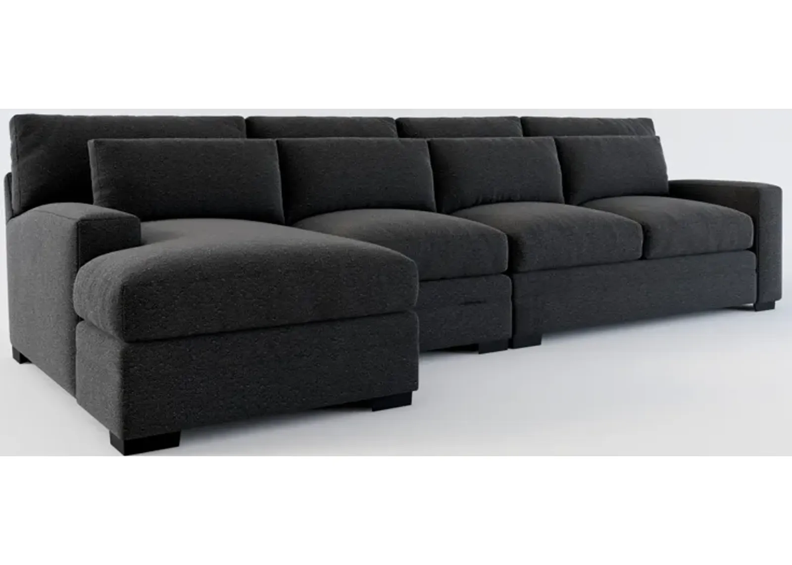 Winston Foam Comfort 3-Piece Sectional with Left-Facing Chaise - Bloke Obsidian