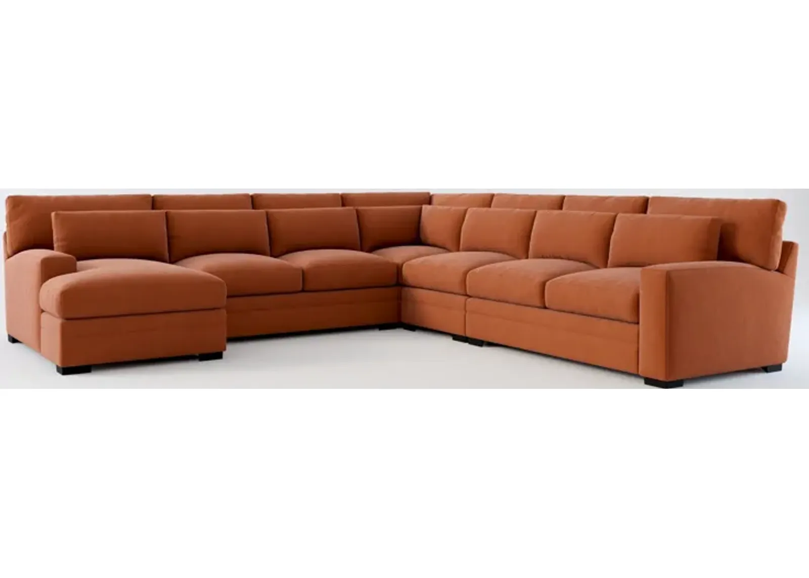 Winston Foam Comfort 5-Piece Sectional with Left-Facing Chaise - Merrimac Brick