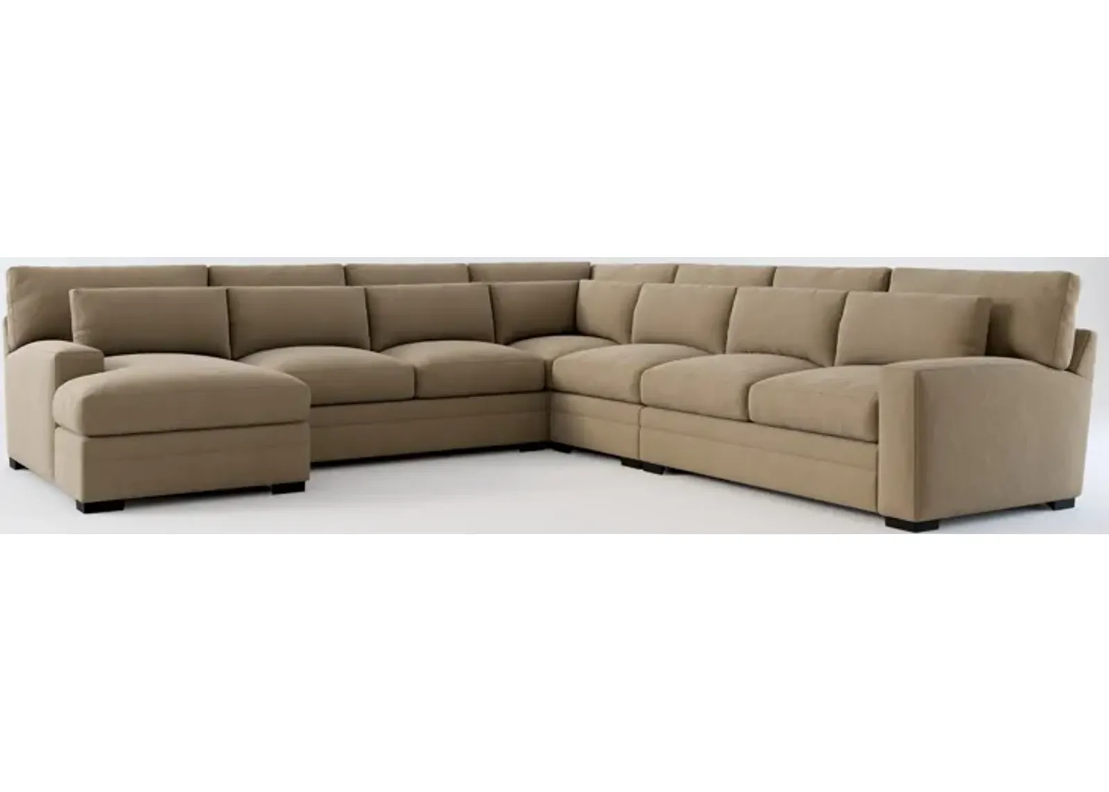 Winston Foam Comfort 5-Piece Sectional with Left-Facing Chaise - Merrimac Brownstone