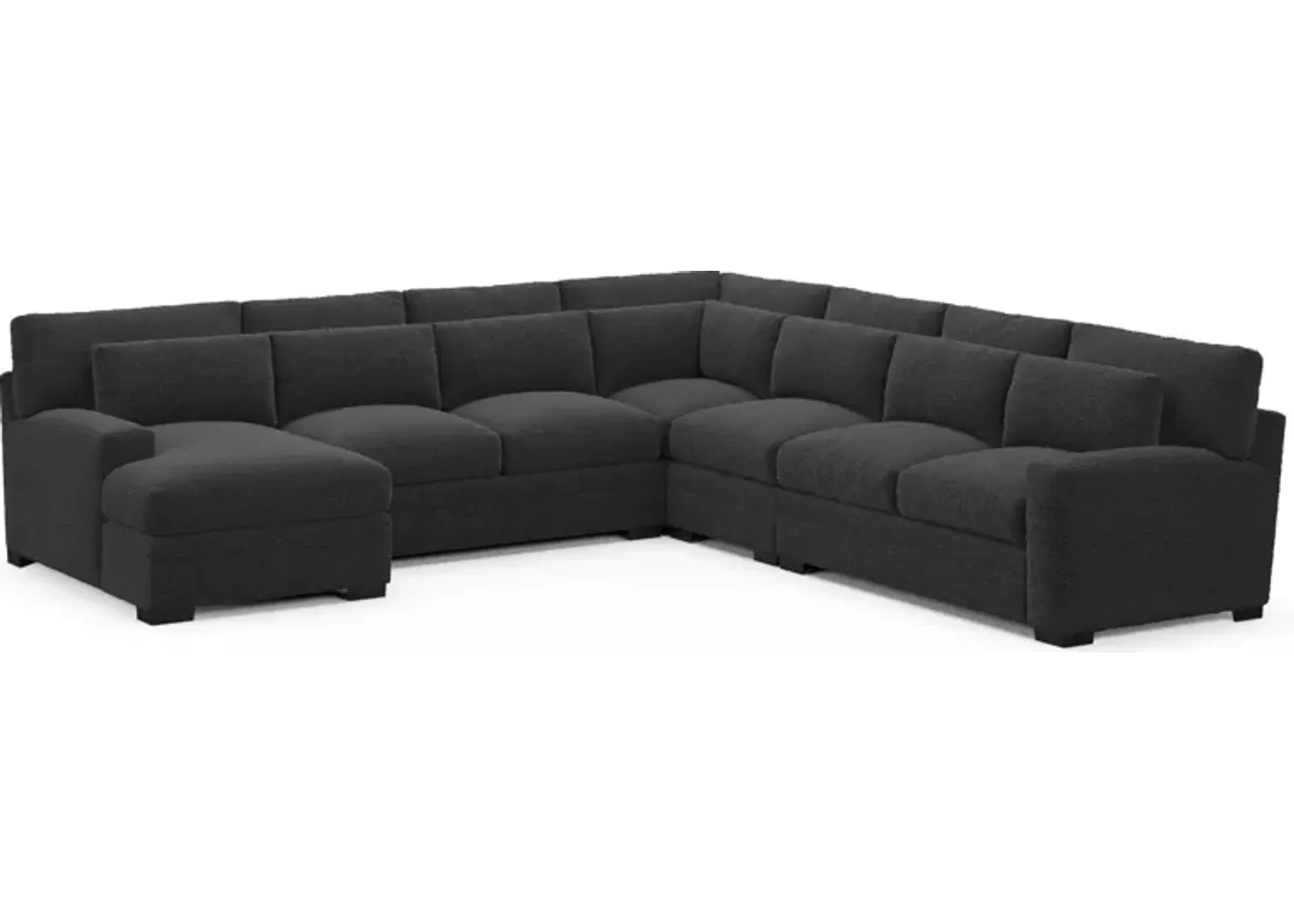 Winston Foam Comfort 5-Piece Sectional with Left-Facing Chaise - Bloke Obsidian