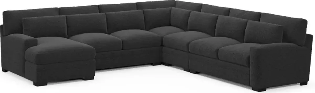 Winston Foam Comfort 5-Piece Sectional with Left-Facing Chaise - Bloke Obsidian