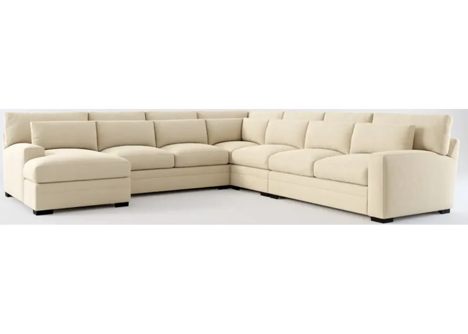 Winston Hybrid Comfort 5-Piece Sectional with Left-Facing Chaise - Merrimac Ecru